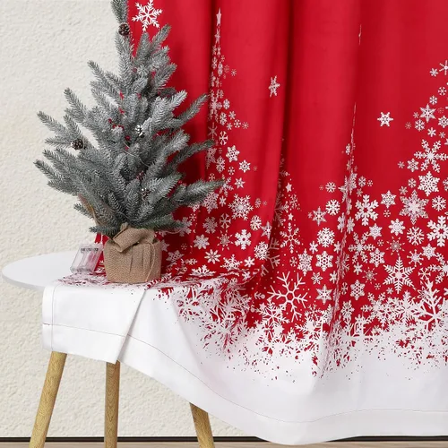 Vista 7 de CAROMIO Cortinas de Navidad de 52 x 84 pulgadas para sala de estar, decoración de copos de nieve con ojales, cortinas de oscurecimiento