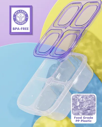 Vista 5 de Canfanni 5 recipientes Bento para aperitivos, contenedores reutilizables de almacenamiento de alimentos divididos con 4 compartimentos, contenedor