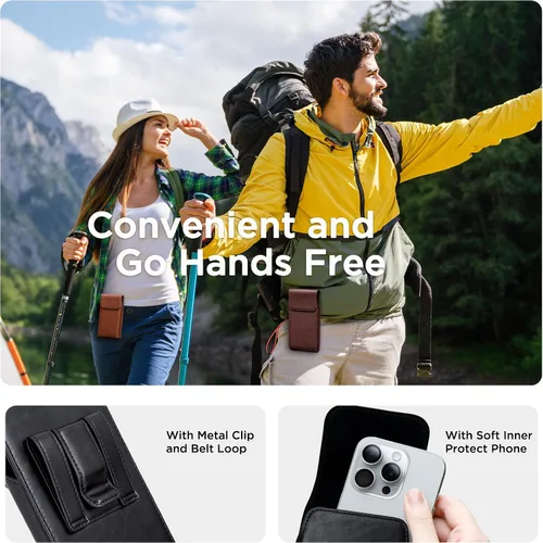 Vista 5 de Funda con clip para cinturón para iPhone 17, 17 Pro, 16, 16 Pro, 15, 15 Pro, 14, 14 Pro, 13, 13 Pro, 12, Galaxy S25, S24, S23, Funda de cuero