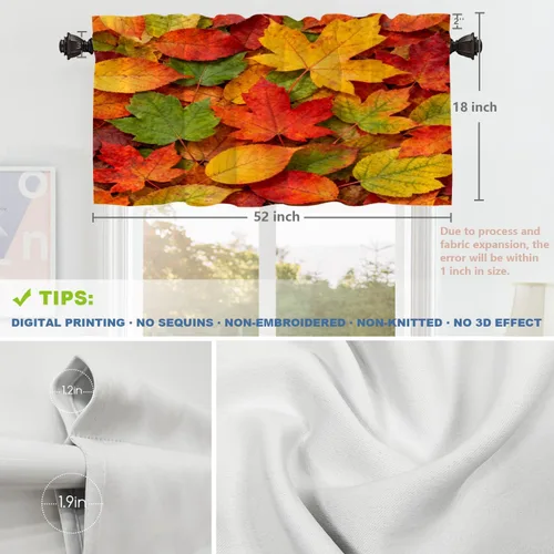 Vista 442 de Shrahala Orange Autumn Autumn Blackout Curtain Tiers, Fall Kitchen Valance Light Blocking Tier Drapes with Rod Pocket, 2 Pack 26 X 24 in