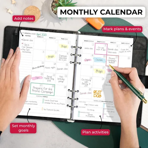Vista 4 de Clever Fox Carpeta de agenda semanal, Agenda para fijar objetivos para administración del tiempo y tareas semanales, Organizador del trabajo y vida