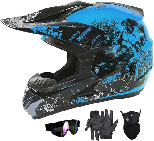 Vista 6 de SPARK - Cascos para bicicleta de montaña para niños, cascos de motocicleta para jóvenes, ATV, motocross, de cara completa, para hombres y mujeres
