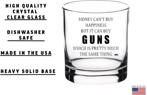 Vista 2 de Rogue River Tactical Funny Money Happiness Guns Old Fashioned Whisky Glass Beber Cup Gift For Hunter Conservator o Republicano