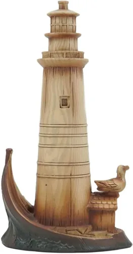 Vista 5 de Ebros - Faro escénico náutico marino de 9 pulgadas de alto en una cubierta de barco gigante con una estatua de gaviota de resina pintada a mano