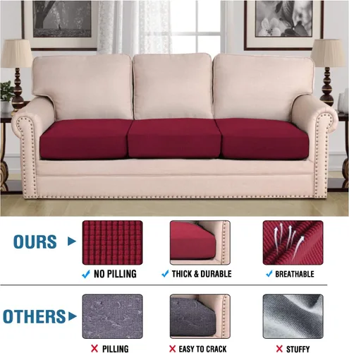 Vista 148 de H.VERSAILTEX - Fundas elásticas para cojín de sofá individual, fundas de asiento para silla de sofá, protector de cojín con tejido jacquard de sarga