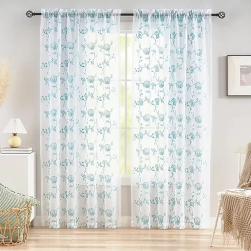 Vista 86 de MYSTIC-HOME Juego de cortinas de niveles transparentes blancas para cocina de 24 pulgadas de largo, tratamiento de cortinas para ventanas pequeñas