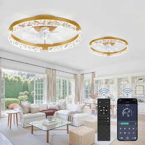 Vista 19 de LEDIARY Ventiladores de techo modernos de 20 pulgadas con luces y control remoto, ventilador de techo regulable de perfil bajo, ventilador de techo