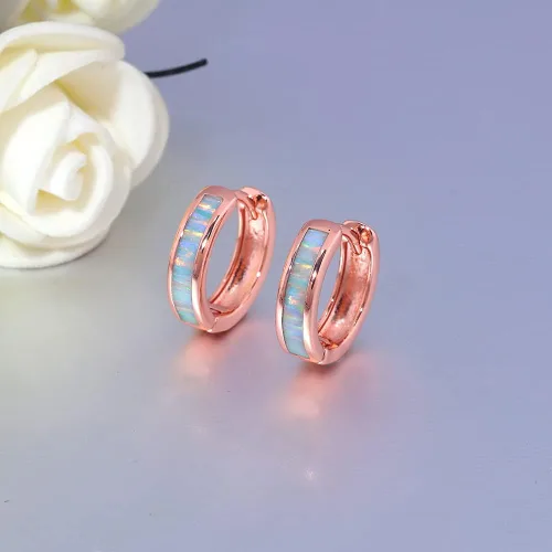 Vista 21 de CiNily Aretes Huggie de ópalo con bisagras, chapados en oro, hipoalergénicos, pequeños aretes de aro para mujeres, adolescentes, niñas, hombres