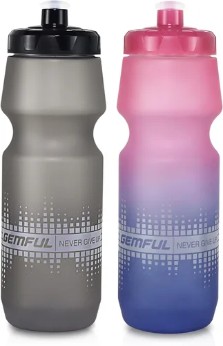 Vista 13 de GEMFUL Botella de agua para bicicleta de 24 onzas, paquete de 2 botellas de agua para ciclismo, sin BPA, con tapa a prueba de fugas, se adapta a