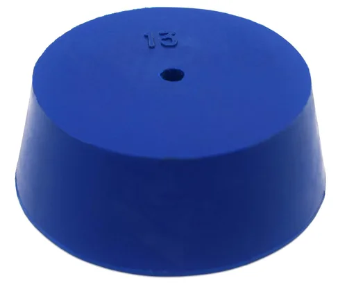 Vista 2 de EISCO - Paquete de 10 tapones de neopreno, 1 agujero - ASTM - Tamaño: #0.512-2.283 in fondo, 2.677 in superior, 0.984 in de longitud - Adecuado