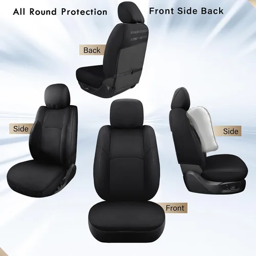 Vista 57 de Coverado Chevy Silverado - Juego completo de fundas de asiento de lona impermeables, apto para Silverado GMC Sierra 2007-2013 y 2019-2025 1500 Negro
