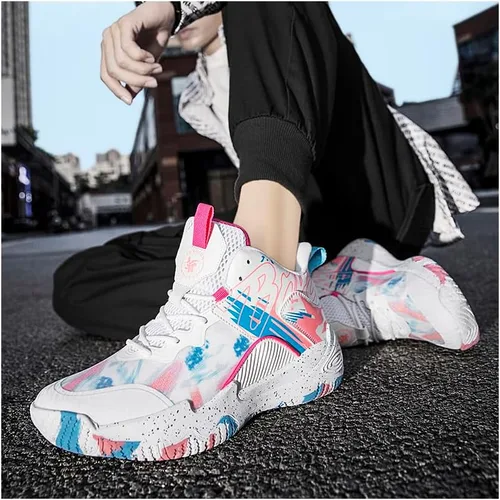 Vista 3 de BROHN Zapatos de baloncesto ultraligeros para hombre y mujer, zapatillas de deporte transpirables antideslizantes