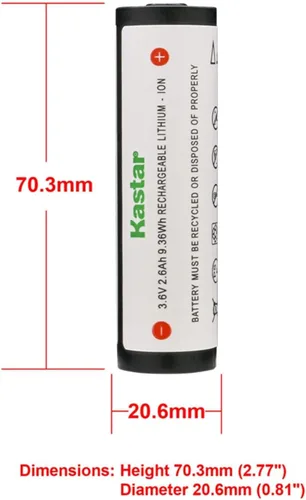 Vista 3 de Kastar Paquete de 3 baterías de 3.7 V 2.6 Ah 74175 compatibles con linterna Strion DS HPL, linterna Strion DS HL, linterna USB ProTac HL, linterna