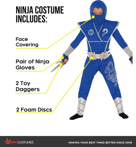 Vista 2 de Morph, Disfraz de ninja para niños, disfraces de Halloween para niños Azul