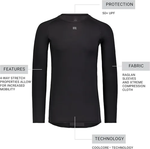 Vista 5 de Russell Athletic Camiseta de compresión de manga larga Coolcore estándar para hombre