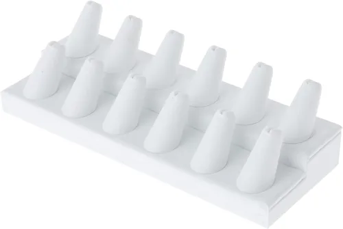 Vista 4 de Plymor Pantalla de dedo de anillo de 2 niveles de piel sintética gris, doce en base rectangular, 8.125 pulgadas de ancho x 3.25 pulgadas