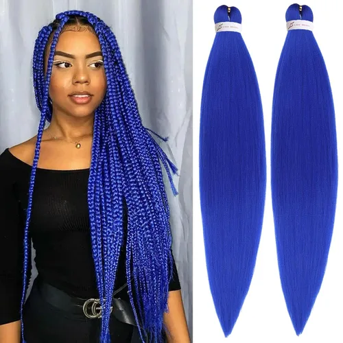 Vista 24 de Unionbeauty - Cabello trenzado preestirado de 16 pulgadas, 8 paquetes de cabello rubio trenzado con agua caliente, textura Yaki, trenzas