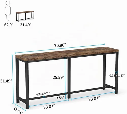 Vista 3 de Tribesigns - Mesa de consola extralarga de 70.9 pulgadas detrás del sofá, mesa de sofá de fácil montaje para espacios pequeños de sala de estar