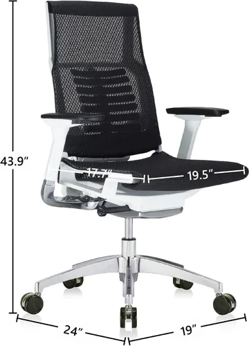 Vista 2 de POwerFIT Exec Silla Negro MESH ASIENTO Y Respaldo-Marco Blanco