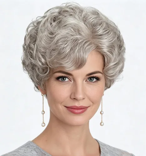 Vista 8 de Pelucas cortas gris plateadas para mujeres blancas, pelucas sintéticas con corte pixie natural y a capas con flequillo, peluca corta de pelo gris