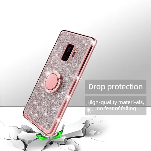 Vista 7 de Funda para Samsung Galaxy S9, Galaxy S9 para mujer, con purpurina, suave, elegante, transparente, TPU de lujo, linda funda protectora con correa