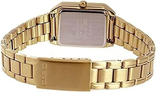 Vista 4 de Casio LTP-V007G-9B - Reloj de vestir rectangular de acero inoxidable con esfera dorada romana para mujer, Oro, Movimiento de cuarzo