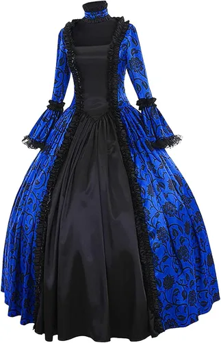 Vista 5 de SHOPESSA Disfraces de Halloween para mujer vestido victoriano vestido de baile para mujer retro medieval renacentista hasta el suelo ropa gótica
