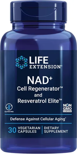 Vista 2 de Life Extension Regenerador celular NAD+, Resveratrol Elite, activador senolítico con quercetina, fisetina, teaflavinas para la salud celular, 30