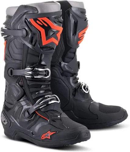 Vista 2 de Alpinestars Botas Tech 10 para hombre, Negro/Rojo Fluo, 7