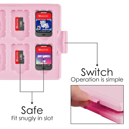 Vista 3 de Linkidea Game Card Case Compatible with Nintendo Switch NX NS, Hard Shell Protective Storage Carrying Box with 12 Card Slots and 12 Micro SD Card