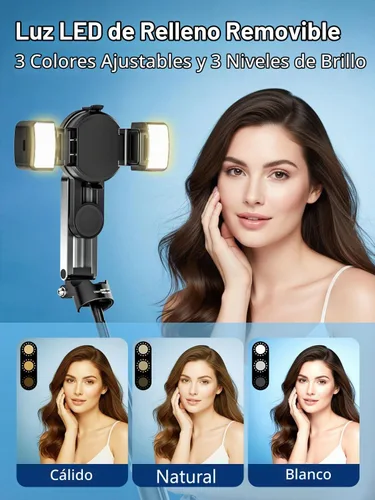 Vista 4 de USKEYVISION - Mini palo magnético para selfie para iPhone con luz (MPT-02) 4 In 1 Portable Pocket Selfie Stick Tripod for iPhone & Android with