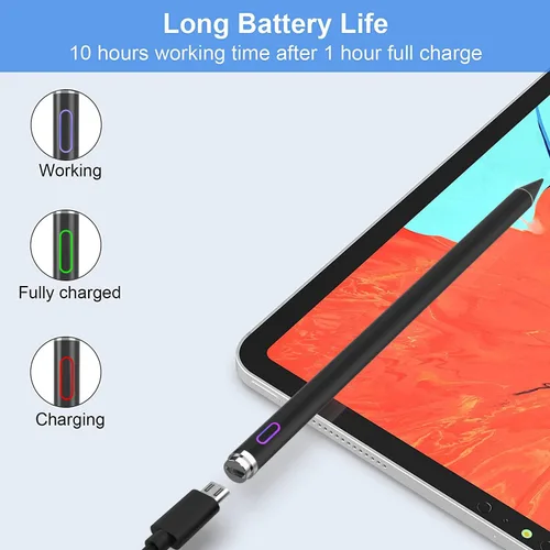 Vista 4 de Lápiz óptico para pantallas táctiles, lápiz activo de punta fina compatible con iPhone, iPad Pro Air Mini y otras tabletas (negro)