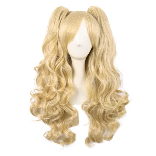 Vista 29 de Peluca MapofBeauty Lolita para disfraz, cabello largo, rizado, con coleta, Blanco