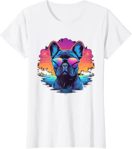 Vista 15 de Camiseta de perro Bulldog Francés para hombres y mujeres, Negro