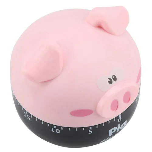 Vista 7 de GLOGLOW Timer Timer, Mechanical Cooking, ABS Material, 1-55 Minutes, Pink and Khaki, for Baking and Cooking Eggs Cute Cartoon Pig Kitchen Nan (Pink)