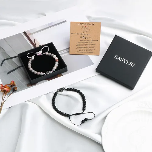 Vista 7 de Pulsera con texto en inglés "I Love You" para parejas, regalos para mi hombre, novio, novia, marido, esposa, mi amor, prometida, para el día de San