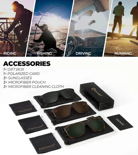 Vista 7 de KALIYADI Lentes de sol polarizados para hombres y mujeres, lentes de sol polarizados con protección UV para conducir, pescar y jugar golf