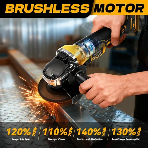 Vista 4 de Amoladora angular sin escobillas compatible con batería Dewalt de 20 V Max (sin batería), velocidad variable, amoladoras eléctricas inalámbricas