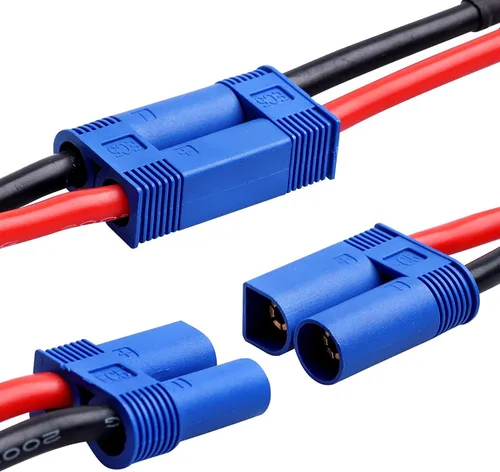 Vista 3 de Yowoo - 2 pares de enchufe en T a EC5 macho hembra adaptador de conector RC con 12awg 1.96 pulgadas cable para RC FPV vehículo Power Wire Lipo
