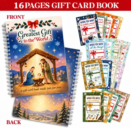 Vista 2 de Libro de tarjetas de regalo de Navidad para adultos, regalo con espiral Navidad cristiana