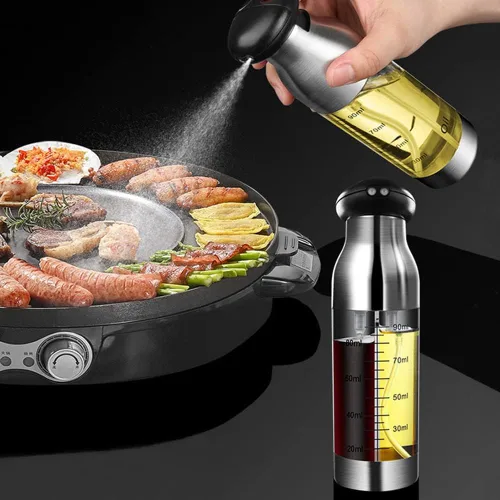 Vista 7 de Pulverizador de aceite para cocinar, boquilla de doble boquilla rociador de aceite de oliva y pulverizador de vinagre, rociador de doble propósito