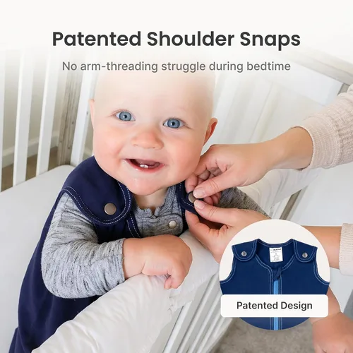 Vista 4 de Baby Deedee Sleep Nest Basic - Saco de dormir para bebé de 0.6 TOG de 0 a 6 meses, saco de dormir de algodón con broches de hombro patentados, manta