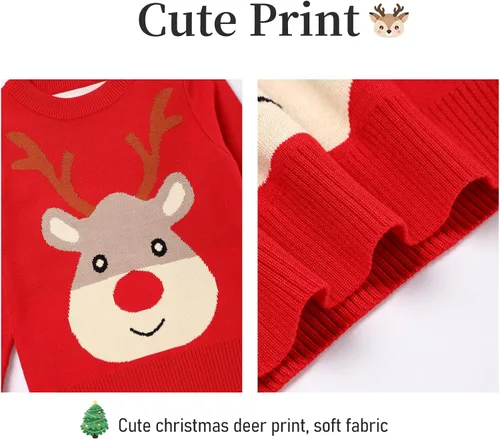 Vista 4 de Suéter de Navidad para bebé, niña, niño, suéter de manga larga, suéter de Navidad unisex de punto