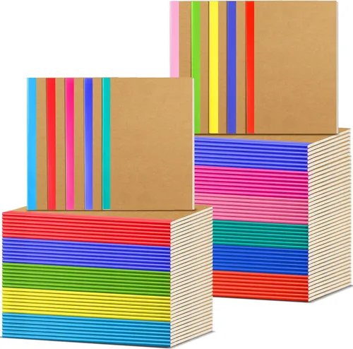 Vista 23 de Handepo 100 Pack A5 Composition Notebooks Bulk 5"x8" Notebooks,Black Wide Ruled Composition Notebooks Bulk, Soft Cover 60 Pages, Bulk Journals for