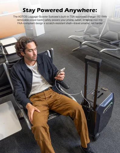 Vista 5 de Smart Equipaje manejable equipaje de mano con ruedas enrollables, 22 x 14 x 9-TSA, carcasa rígida de 22 pulgadas aprobada por aerolíneas, maleta