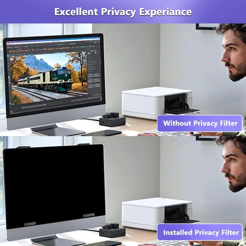 Vista 7 de Pantalla magnética de privacidad de 24 pulgadas para monitor con relación de aspecto 16:9, pantalla de privacidad extraíble para monitor