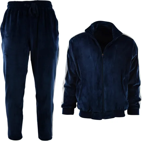 Vista 2 de Conjunto de terciopelo para hombre con bolsillos con cremallera y forro de terciopelo