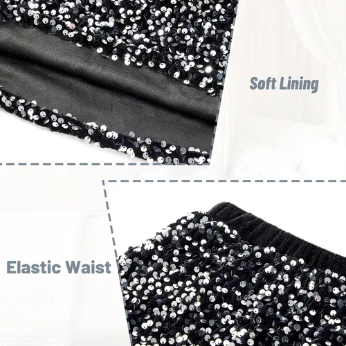 Vista 5 de Durio Vestidos de falda de lentejuelas para niñas, falda dorada metálica brillante para niños, disfraces de baile, minifaldas para adolescentes