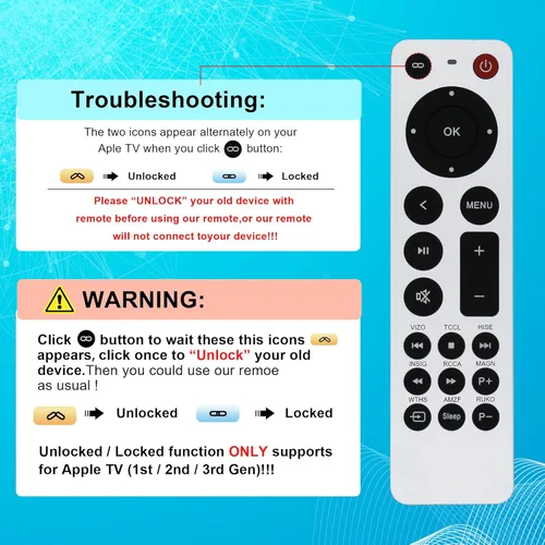Vista 3 de Reemplazo de control remoto universal para Apple TV Remote Compatible con Apple TV 4K Gen 1 2 3 4 HD (sin función Siri ni voz)