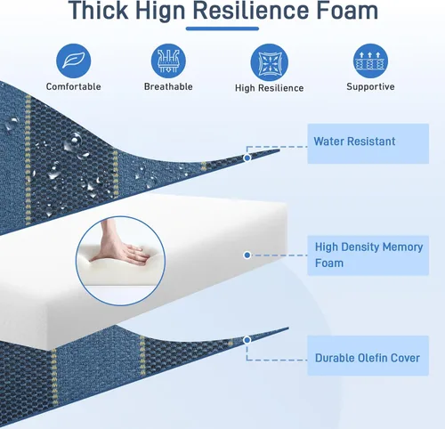 Vista 5 de Aoodor Cojín para Silla al Aire Libre, 55.9 x 61 cm Resistente al Agua, Resistente a la Decoloración, Cojines de Asiento de Patio de Olefina